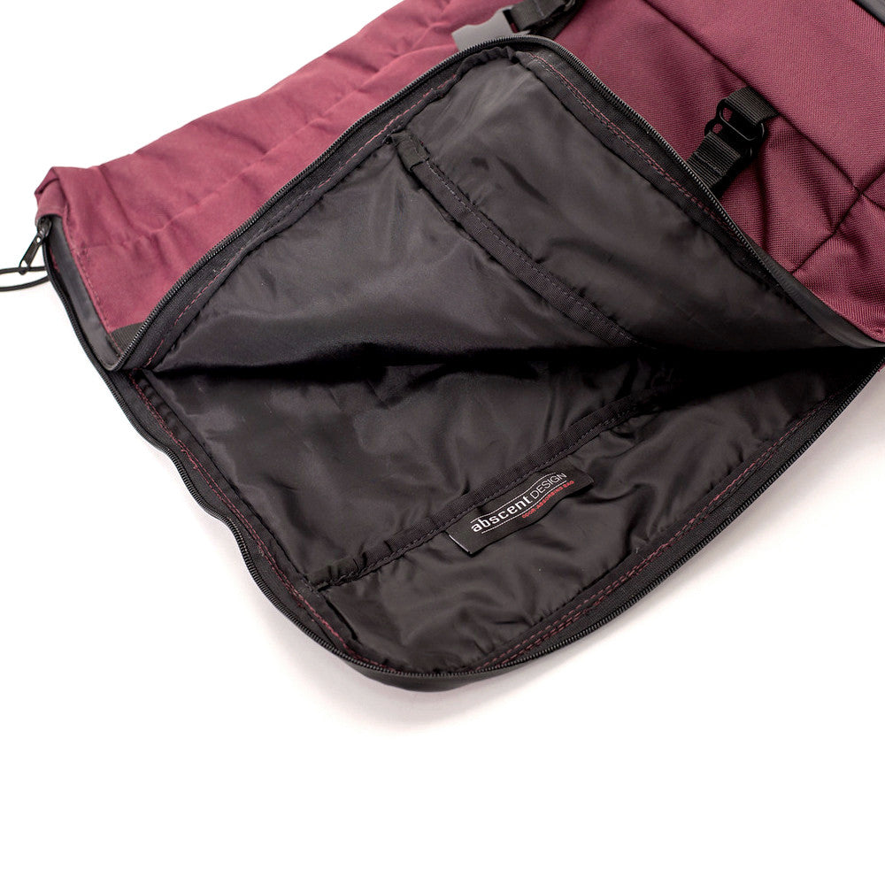 Roll Top Smell Hiding Backpack Crimson Burgundy Open