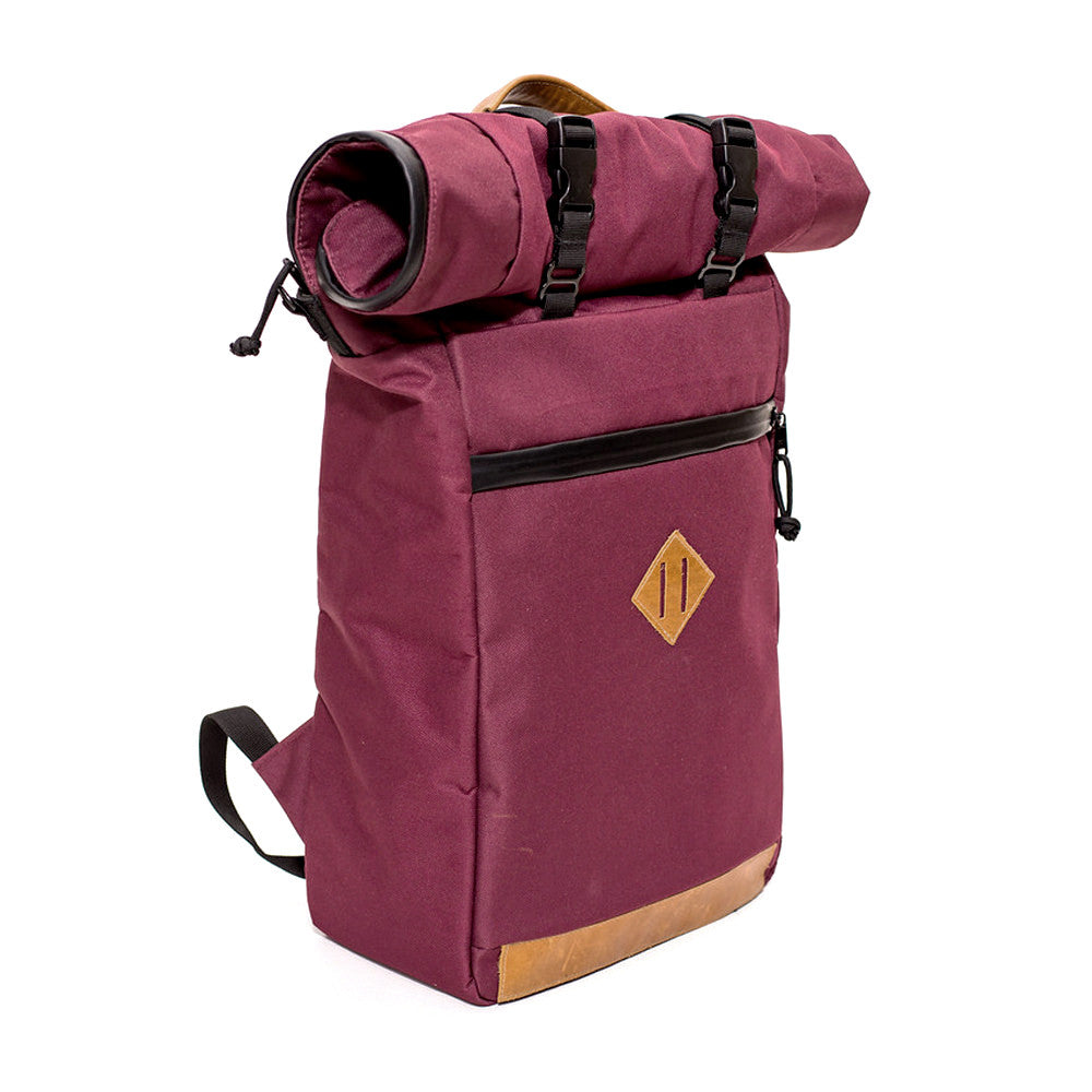 Roll Top Smell Hiding Backpack Crimson Burgundy Side