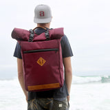 Roll Top Smell Hiding Backpack Crimson Burgundy Lifestyle