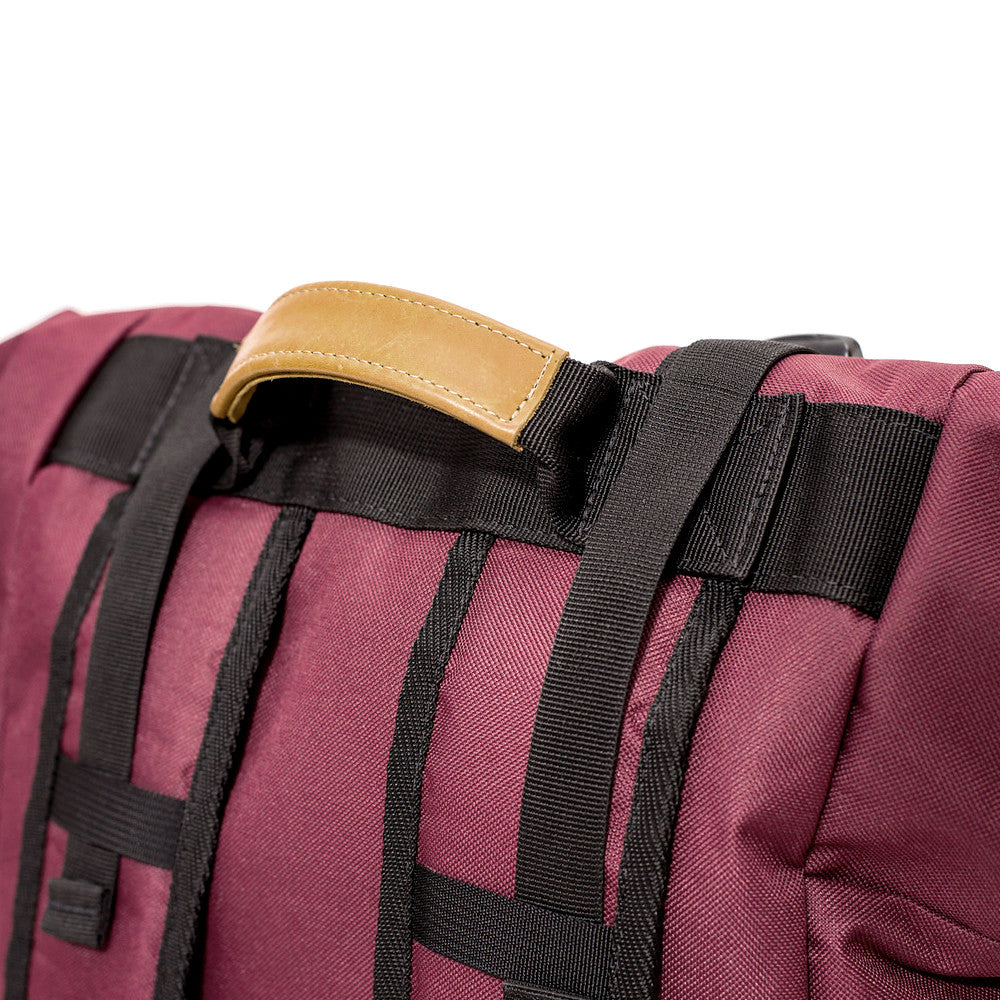 Roll Top Smell Hiding Backpack Crimson Burgundy Handle Straps